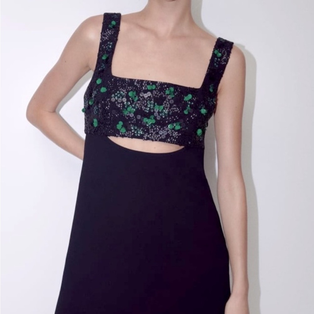 Zara NWT Sequin Yoke Mini Cocktail Dress